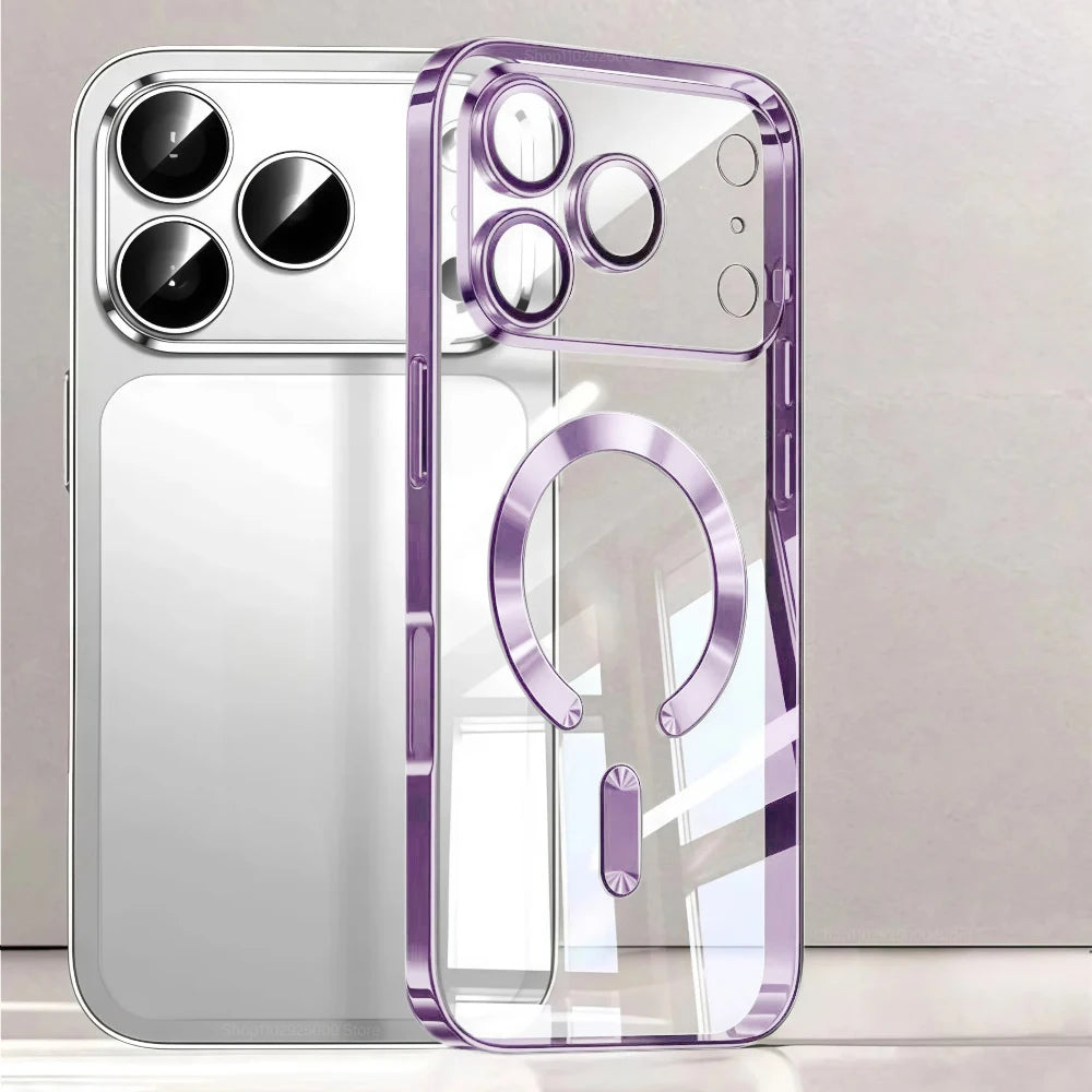 Luxury for MagSafe Magnetic Plating Phone Case for iPhone 17 Pro Max 17 Pro Bumper Case for iPhone 17 Pro Max 17 Air Clear Cover