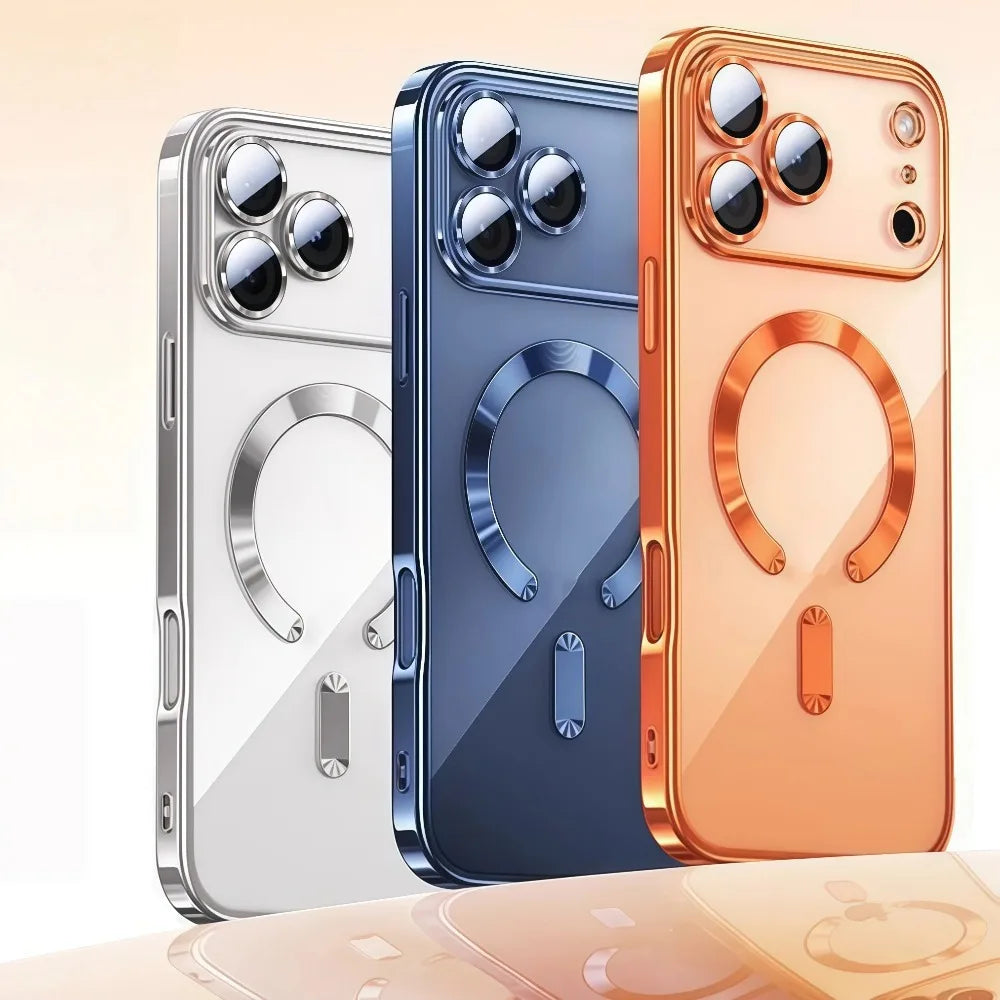 Luxury for MagSafe Magnetic Plating Phone Case for iPhone 17 Pro Max 17 Pro Bumper Case for iPhone 17 Pro Max 17 Air Clear Cover
