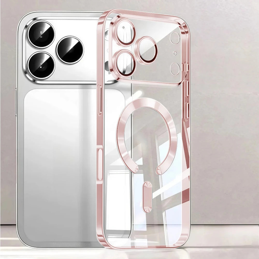 Luxury for MagSafe Magnetic Plating Phone Case for iPhone 17 Pro Max 17 Pro Bumper Case for iPhone 17 Pro Max 17 Air Clear Cover