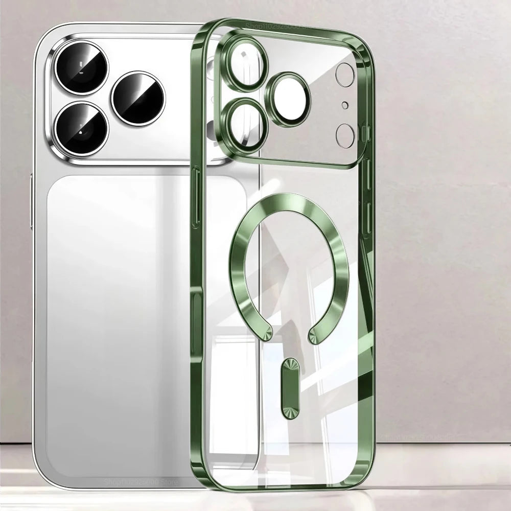 Luxury for MagSafe Magnetic Plating Phone Case for iPhone 17 Pro Max 17 Pro Bumper Case for iPhone 17 Pro Max 17 Air Clear Cover