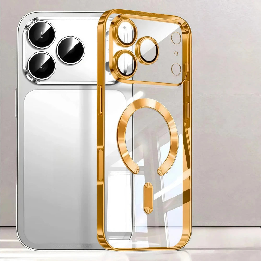 Luxury for MagSafe Magnetic Plating Phone Case for iPhone 17 Pro Max 17 Pro Bumper Case for iPhone 17 Pro Max 17 Air Clear Cover