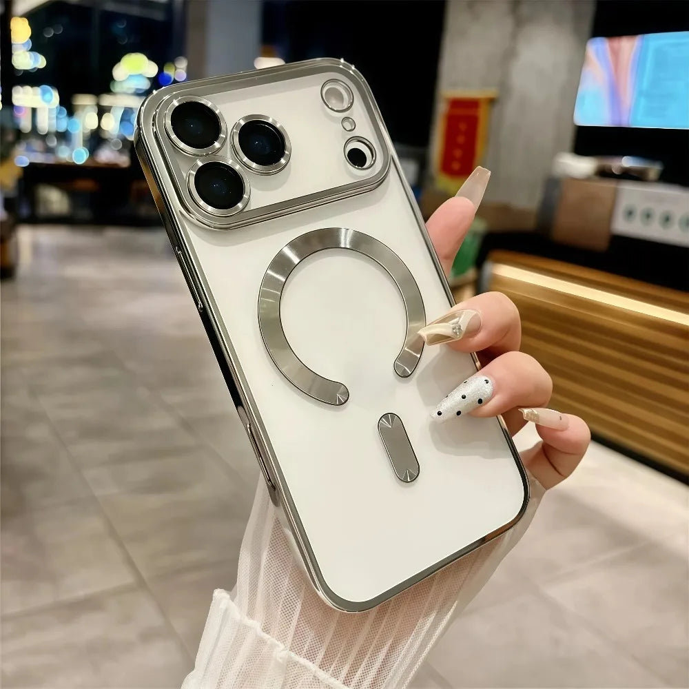 Luxury for MagSafe Magnetic Plating Phone Case for iPhone 17 Pro Max 17 Pro Bumper Case for iPhone 17 Pro Max 17 Air Clear Cover