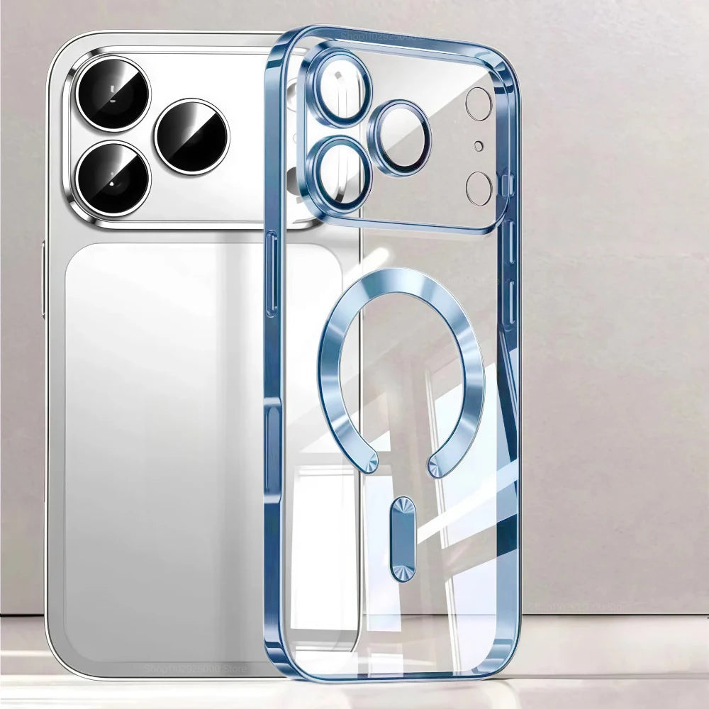 Luxury for MagSafe Magnetic Plating Phone Case for iPhone 17 Pro Max 17 Pro Bumper Case for iPhone 17 Pro Max 17 Air Clear Cover