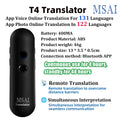 Traducteur Portable MSAI T20, 15 Langues Hors Ligne, Précision de 98%, Traduction Bidirectionnelle en Temps Réel, 160 Traductions