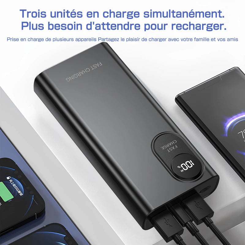 External Battery 58800mAh Large Capacity Fast Charging 3 Devices Simultaneously LED Display Compatible with Smartphones and Tablets for Travel