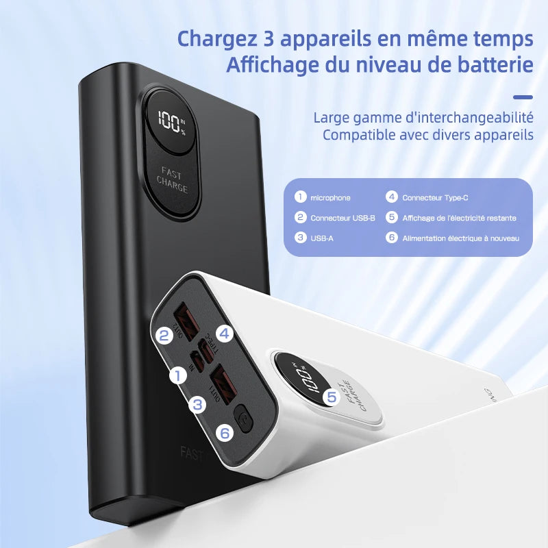 External Battery 58800mAh Large Capacity Fast Charging 3 Devices Simultaneously LED Display Compatible with Smartphones and Tablets for Travel