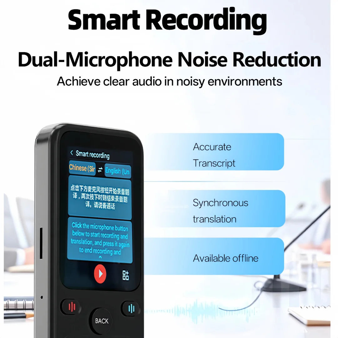 Traducteur Portable MSAI T20, 15 Langues Hors Ligne, Précision de 98%, Traduction Bidirectionnelle en Temps Réel, 160 Traductions