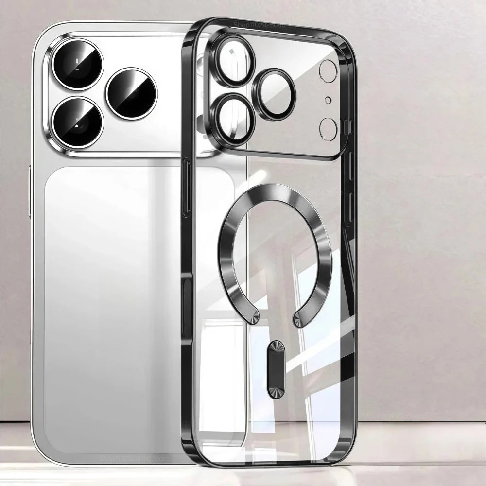 Luxury for MagSafe Magnetic Plating Phone Case for iPhone 17 Pro Max 17 Pro Bumper Case for iPhone 17 Pro Max 17 Air Clear Cover
