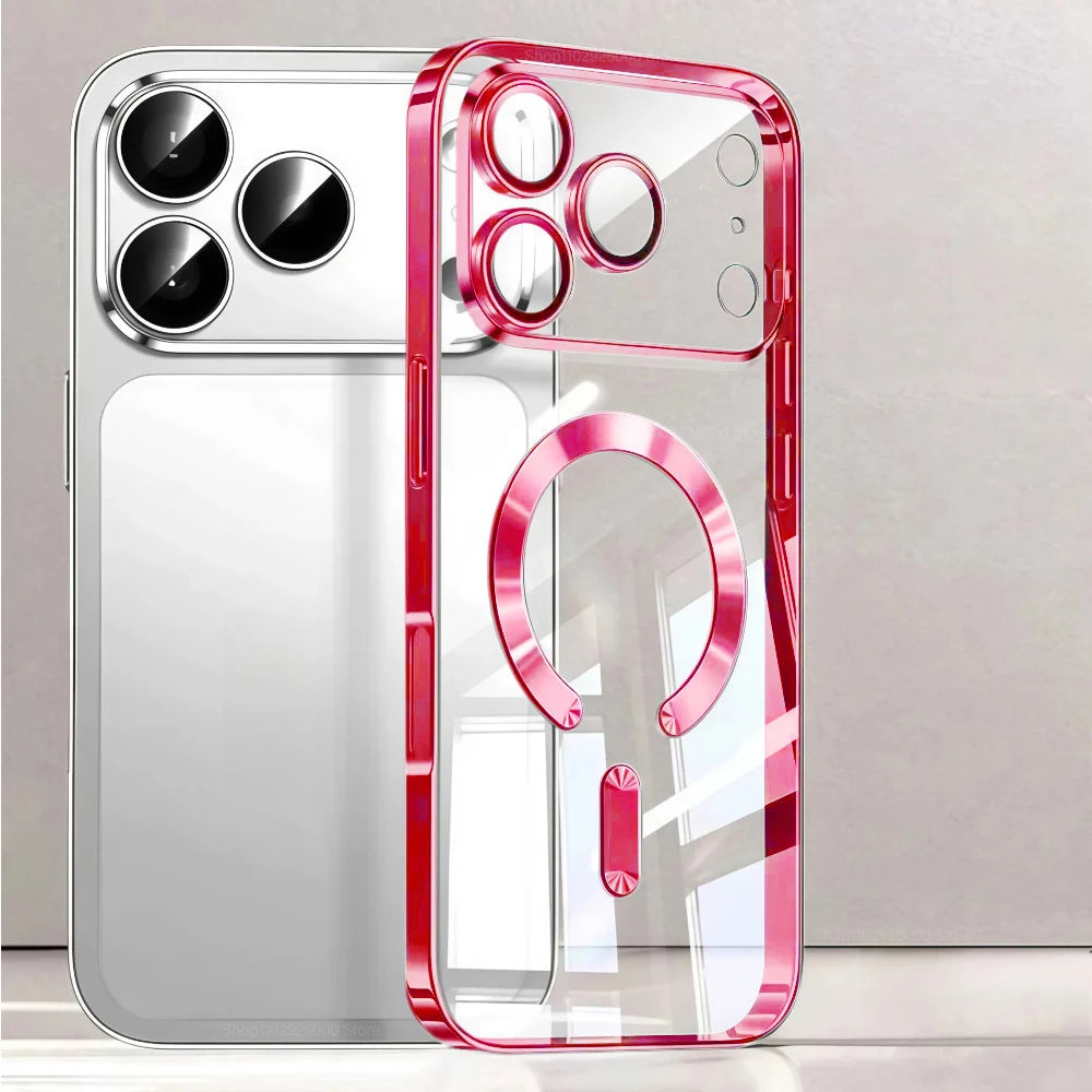 Luxury for MagSafe Magnetic Plating Phone Case for iPhone 17 Pro Max 17 Pro Bumper Case for iPhone 17 Pro Max 17 Air Clear Cover
