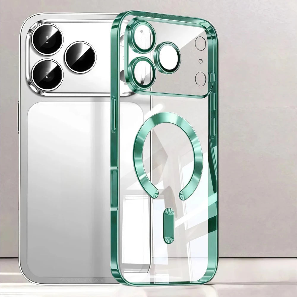 Luxury for MagSafe Magnetic Plating Phone Case for iPhone 17 Pro Max 17 Pro Bumper Case for iPhone 17 Pro Max 17 Air Clear Cover